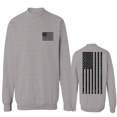 0021. Vintage American Flag United States of America Military us USA Patriotic Style Men's Crewneck Sweatshirt (Light Gray X-Large)