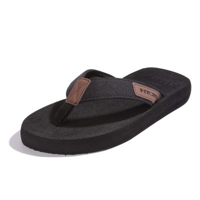 FITORY Men's Flip-Flops, Thongs Sandals Comfort Slippers for Beach Black Size 10