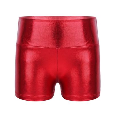Agoky Kids Girls Metallic Shiny Gymnastics Workout Yoga Dance Sports Shorts Bottoms Red 12