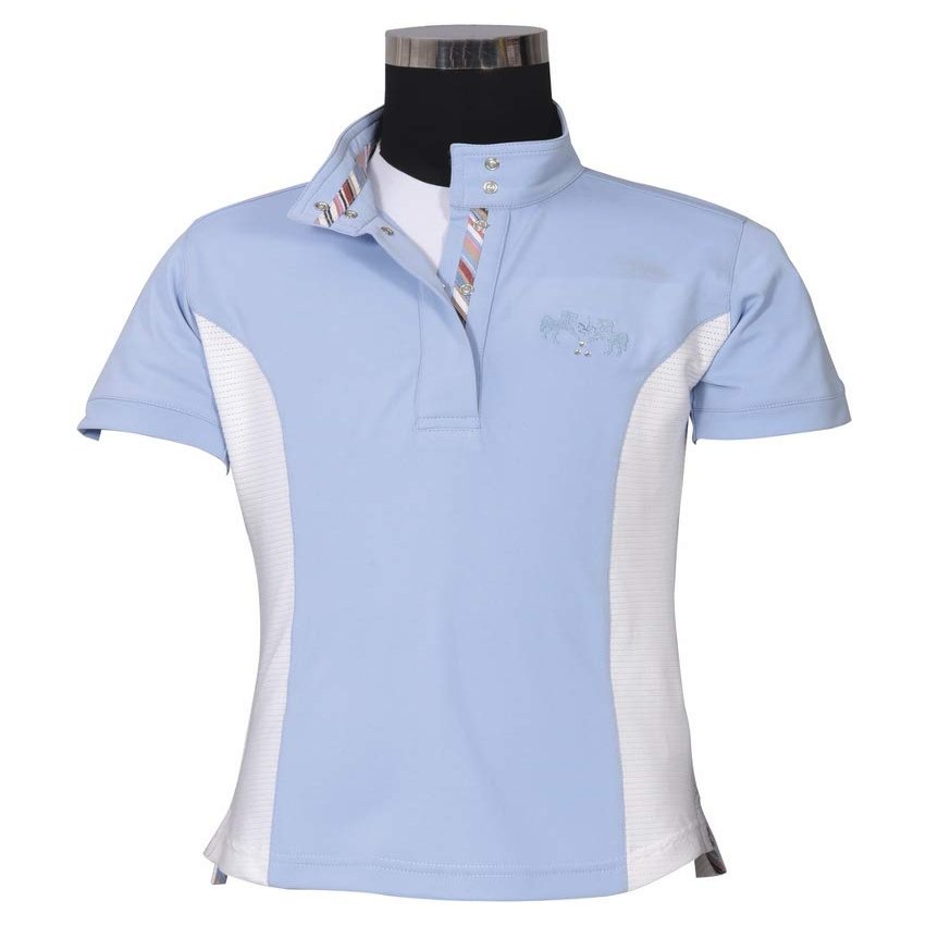 Equine Couture Children's Cara Short Sleeve Show Shirt - KL Baby Blue - X-Large