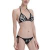 Checkered Flags Race Car Flag Women's Sexy Triangle Mesh Bikini Set Bathing Suit Beach Swimsuits Custom Pad Bra Swimwear Black view 3
