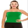 Kurve Plus Size The Excellent Crop Strapless Tube Top, UV Protective Fabric UPF 50+ (Made with Love in The USA) Green-b view 4