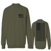 0021. Vintage American Flag United States of America Military us USA Patriotic Style Men's Crewneck Sweatshirt (Olive, Medium) view 1