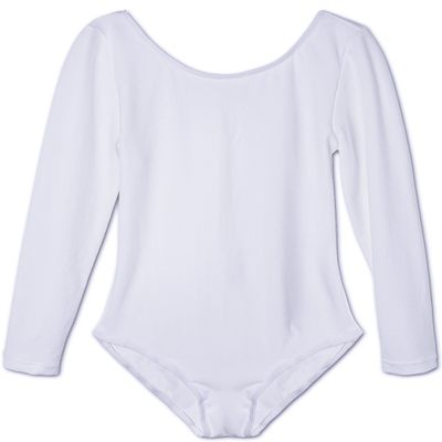 Agoky Kids Girls Long Sleeves Camisole Basic Team Ballet Dance wear Gymnastics GYM Leotard White 4