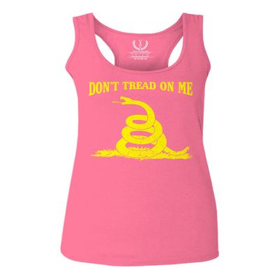 0024. American Don't Tread ON ME Military Combat United State Patriotic Style Women's Tank Top Racerback (Pink Large)