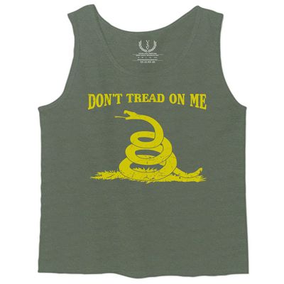 0024. American Don't Tread ON ME Military Combat United State Patriotic Style Men's Fitted Tank Top (Olive, Small)