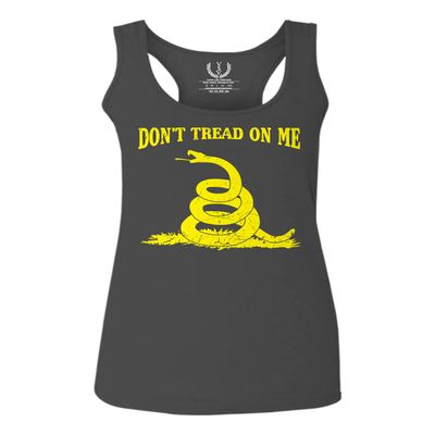 0024. American Don't Tread ON ME Military Combat United State Patriotic Style Women's Tank Top Racerback (Characol, Medium)