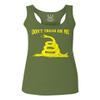 0024. American Don't Tread ON ME Military Combat United State Patriotic Style Women's Tank Top Racerback (Olive, Medium)