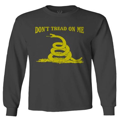 0024. American Don't Tread ON ME Military Combat United State Patriotic Style Men's Long Sleeve t Shirt (Characol, X-Large)