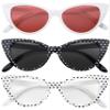 3 pairs Cat Eye Sunglasses Plastic Black White Polka Dots frames retro view 1