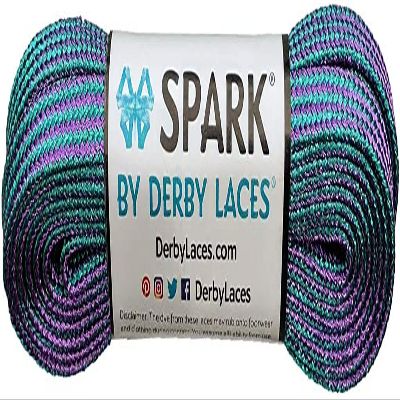 Derby Laces Spark Purple and Teal Stripe Shoelace, for Shoes, Skates, Boots, Roller Skating, Roller Derby, Hockey and Ice Skates (72 Inch / 183 cm)
