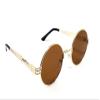 XL Oversized Round Classic Luxury Steampunk Sunglasses (Gold Metallic Frame, Brown) view 1