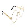 XL Oversized Round Classic Luxury Steampunk Sunglasses (Gold Metallic Frame, Clear) view 1