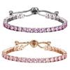 Olsen Twins Adjustable Slider Chain Cubic Zirconia Tennis Bracelet Bangle Set (Pink) view 1