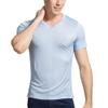 LingDooo Mens Silk T Shirt Soft Undershirt Summer Comfort Breathable Tee Workout Top Casual Sleep Wear No Shrink,Great Gift (M(Tag XL), V-Light Blue) view 1