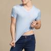 LingDooo Mens Silk T Shirt Soft Undershirt Summer Comfort Breathable Tee Workout Top Casual Sleep Wear No Shrink,Great Gift (M(Tag XL), V-Light Blue) view 3