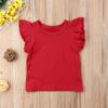 Infant Toddler Baby Girl Top Basic Plain Ruffle T-Shirt Blouse Casual Clothes (0-6 Months, Red) view 2