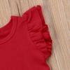 Infant Toddler Baby Girl Top Basic Plain Ruffle T-Shirt Blouse Casual Clothes (0-6 Months, Red) view 4