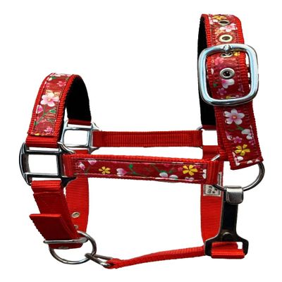 Equitem 2 Ply Nylon Pony Halter with Design Accent (Red)