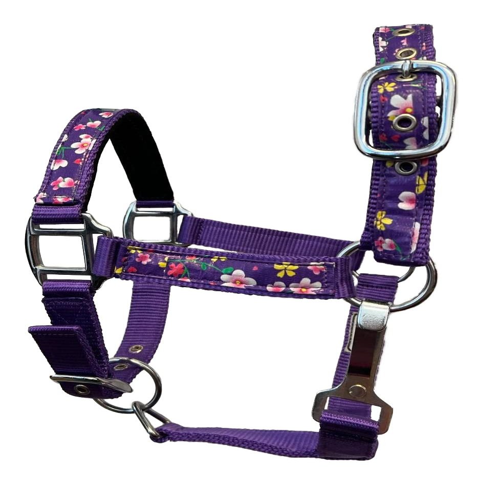 Equitem 2 Ply Nylon Pony Halter with Design Accent (Purple)