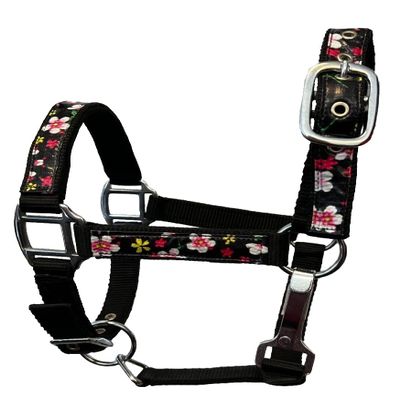 Equitem 2 Ply Nylon Pony Halter with Design Accent (Black)