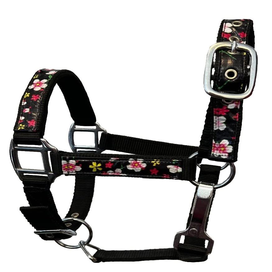 Equitem 2 Ply Nylon Pony Halter with Design Accent (Black)
