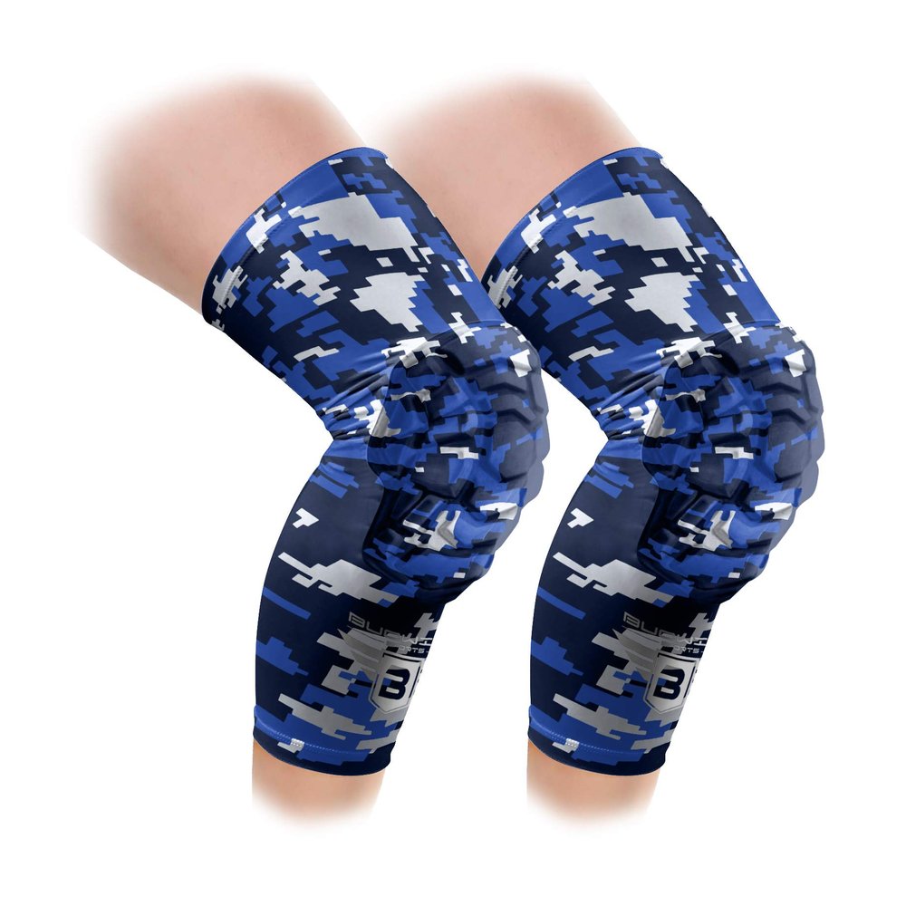 Bucwild Sports Pro Compression Padded Knee Sleeves Knee Pads Youth & Adult Basketball Football Wrestling Volleyball 1 Pair