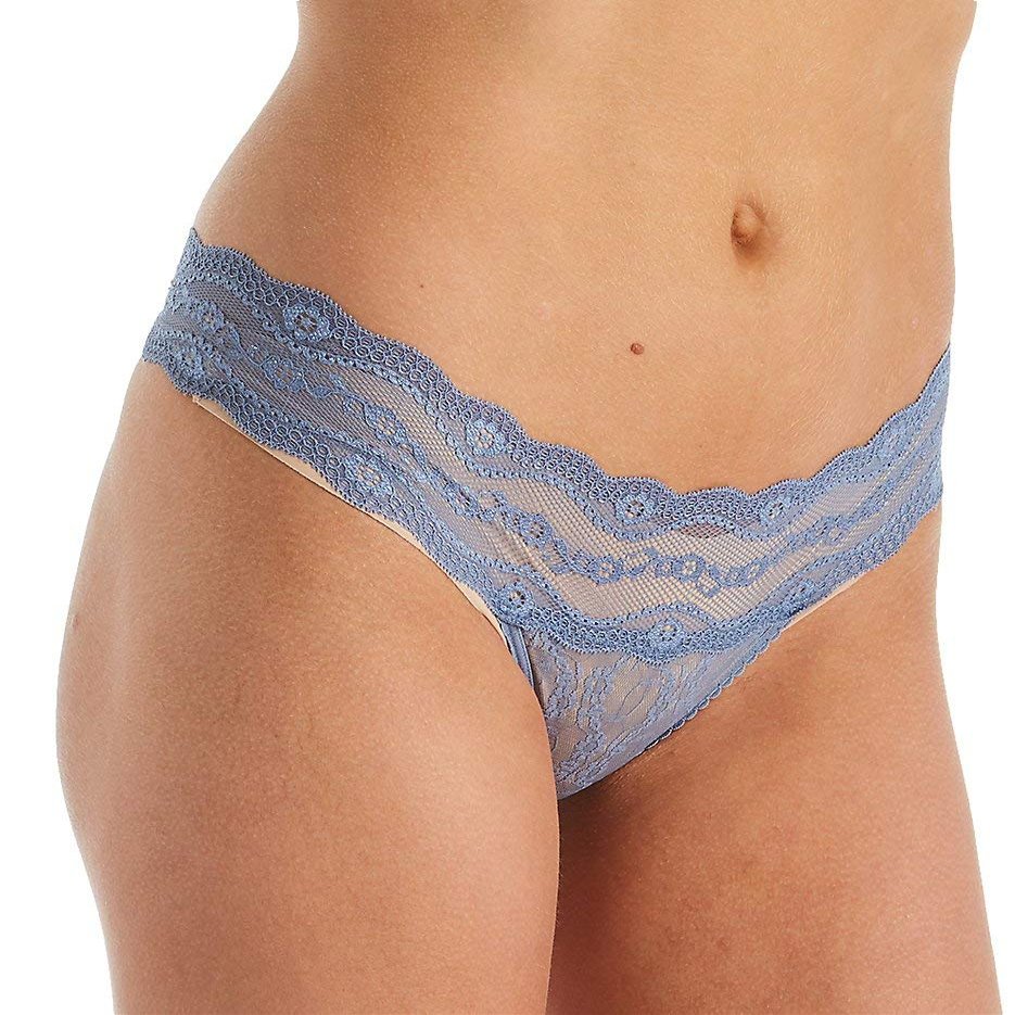 b.tempt'd by Wacoal Women's Lace Kiss Thong Panty, 970182, Flint Stone, XL