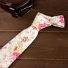 Spring Notion Men's Cotton Printed Floral Skinny Tie - Peach view 3