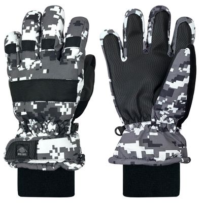 N'Ice Caps Kids Waterproof Winter Thinsulate Warm Gloves (Black/Grey Digital Camo, 9-10 Years)