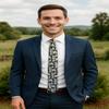 Spring Notion Men's Cotton Printed Floral Skinny Tie - Green/Red view 2