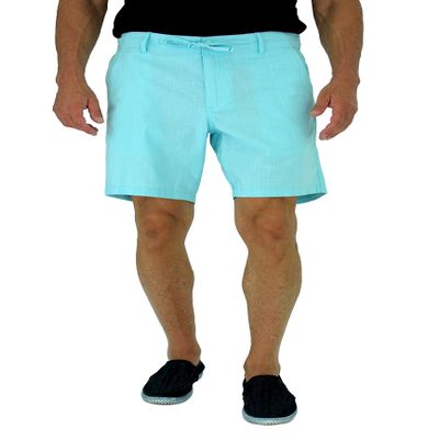 short fin Mens Walking Shorts W/Full Elastic Waist. Made with Stretch Cotton (Aqua Size 40 C8000)