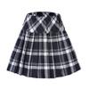EXCHIC Women's A-Line Mini Skirt Stretchy High Waist Pleated Tennis Skirts Plaid School Uniform Dance Casual Wear (S, 1 White-Black) view 1