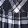 EXCHIC Women's A-Line Mini Skirt Stretchy High Waist Pleated Tennis Skirts Plaid School Uniform Dance Casual Wear (S, 1 White-Black) view 4