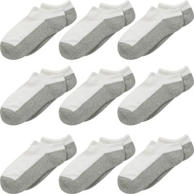 Jefferies Socks Baby Boy's Seamless Sport Low Cut 9-Pack (Infant/Toddler/Little Kid/Big Kid/Adult) White/Grey LG (Women's Shoe 6-9, Men's Shoe 4-7)