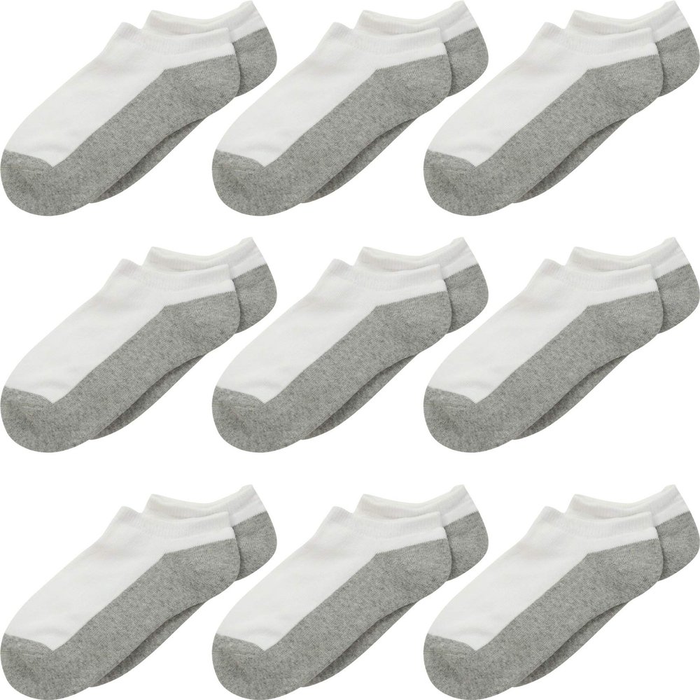 Jefferies Socks Baby Boy's Seamless Sport Low Cut 9-Pack (Infant/Toddler/Little Kid/Big Kid/Adult) White/Grey LG (Women's Shoe 6-9, Men's Shoe 4-7)