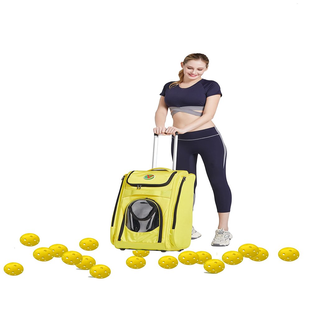 VIV Pickleball Tennis Bag: All-in-One Pickleball Bag, Hopper, and Feeder with Wheels. Store, Travel, Practice with Pickle ball, Tennis, Baseball, Softball Gears. Tennis Ball Hopper