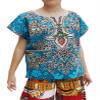 RaanPahMuang Childs Inidian Bright Intricate Ankara Short Sleeve Vase Print Shirt, 10 Years-12 Years, Bondi Blue view 1
