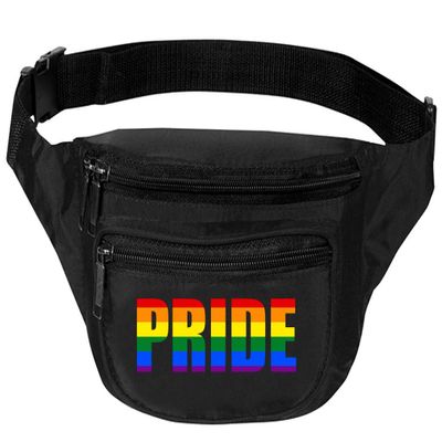Allntrends Adult Waist Pack Pride Raibnow Colors Support Gay Gift Cool Fun Packs (Black)