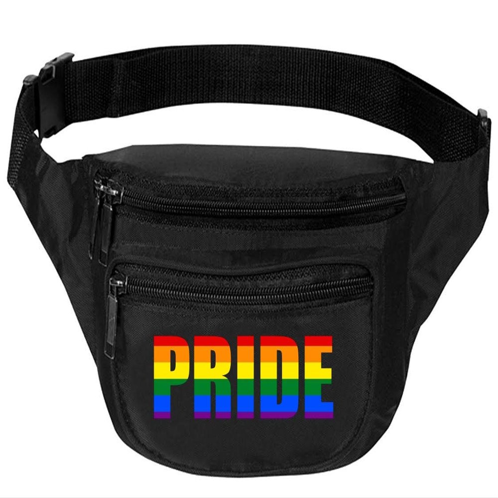Allntrends Adult Waist Pack Pride Raibnow Colors Support Gay Gift Cool Fun Packs (Black)