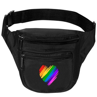 ALLNTRENDS Adult Waist Pack Pride Colors Heart Support Gay Gift Trendy Fun Packs (Black)