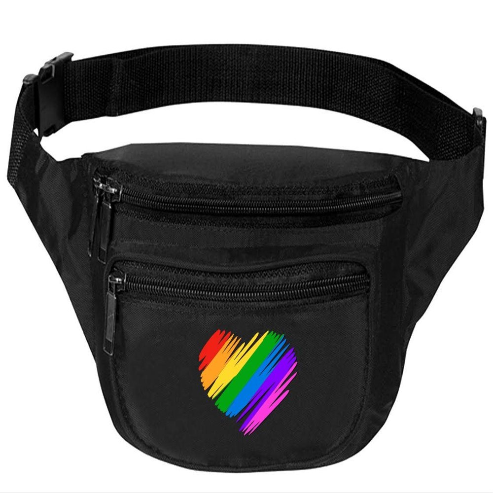 ALLNTRENDS Adult Waist Pack Pride Colors Heart Support Gay Gift Trendy Fun Packs (Black)