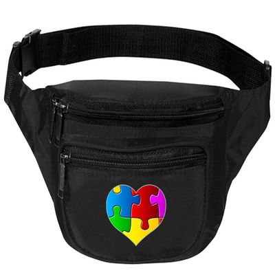 Allntrends Adult Waist Pack Autism Puzzle Heart Piece Support Bag Cool Packs (Black)