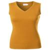 Awesome21 Solid Office Look Soft Stretch Sleeveless Viscose Knit Vest Top Mustard L view 1