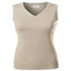 Awesome21 Solid Office Look Soft Stretch Sleeveless Viscose Knit Vest Top Khaki2 L view 1