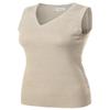 Awesome21 Solid Office Look Soft Stretch Sleeveless Viscose Knit Vest Top Khaki2 L view 2