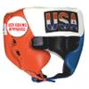 Ringside Competition Boxing Headgear, USA Boxing-Approved Leather Headgear with Cheek Protection, Great for MMA, Muay Thai, Kickboxing, and Training, Ideal for Men and Women, Red/White/Blue, Medium view 2