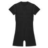 Alvivi Men's Short Sleeves Zipper Shirt Top Boxer Briefs Workout Gymnastics Leotard Bodysuit Black Large view 3