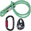 GM CLIMBING Hitch Slack Tending Pulley Kit for Doubled Rope Climbing System Basic Unit of General Hauling, Swing Cheek Micro Pulley Bushing, Twist Lock Oval Carabiner, VT Prusik Cord view 1