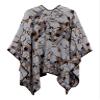 EXCHIC Women's Retro Shawl Wrap Open Front Poncho Cape Cardigan for Fall Winter (4 Grey) view 2